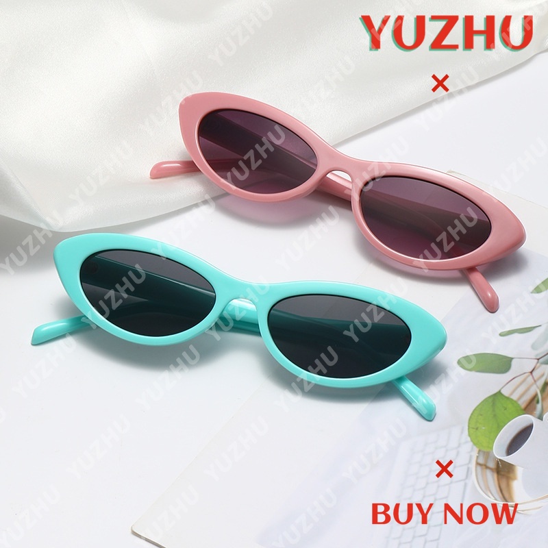 (YUZHU) COD Baru Kedatangan Gaya Hip-Hop Cat Eye Sunglasses Untuk Wanita Retro Kacamata Sempit Perlindungan UV400