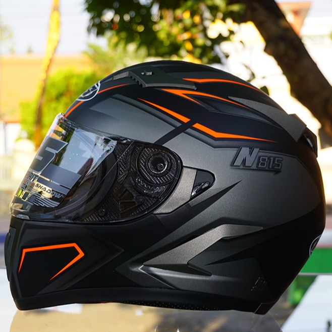NJS N815 Helm Full Face Orange Line | Shopee Indonesia