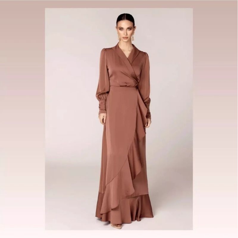 Yara Dress ( custom dress kondangan wisuda bridesmaid gamis satin silk murah seragam couple pesta )