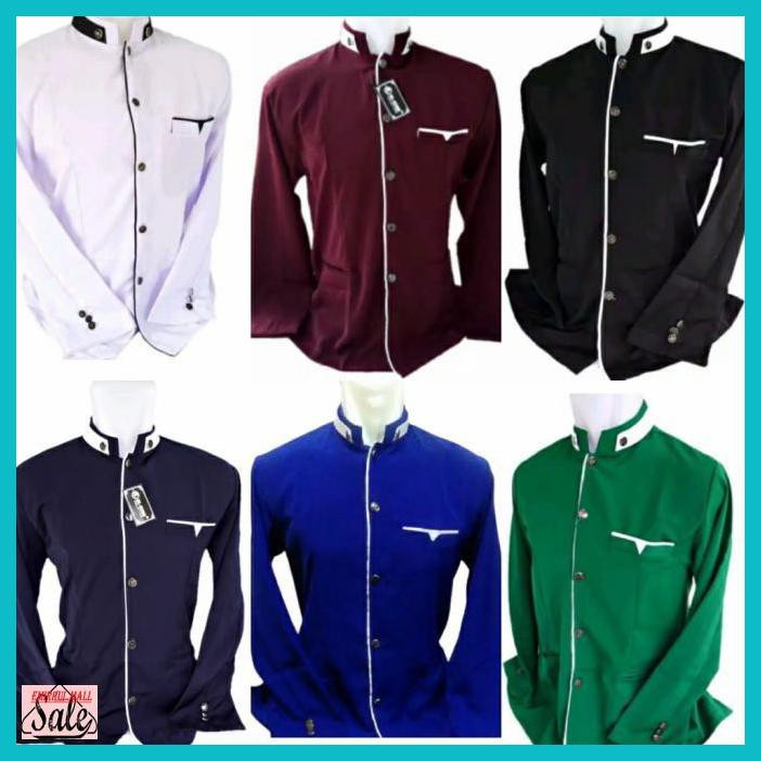 KOKODEWASA- JASKO POLOS LIST - BAJU MUSLIM PRIA JAS KOKO PANJANG MODERN HIGH TWIST - PUTIH, M