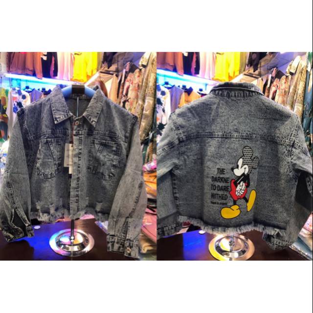 [Jaket Wanita] Crop Jeans Mickey Mouse