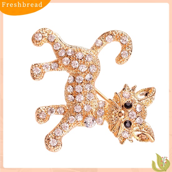 [ TERLARIS]Women's Fashion Shining Rhinestone Brooch Cool Cat Pattern Decor Jewelry Gift