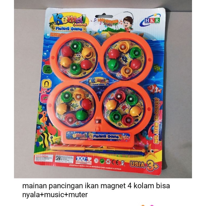 free batrai 2 pcs mainan pancingan magnet 4 kolom bisa muter dan ada musiknya free batrai