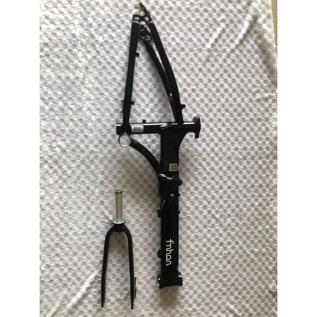 Frame set &amp; handle post HP FNHON BLAST Hitam gloss Discbrake Db sepeda lipat Black glossy not storm