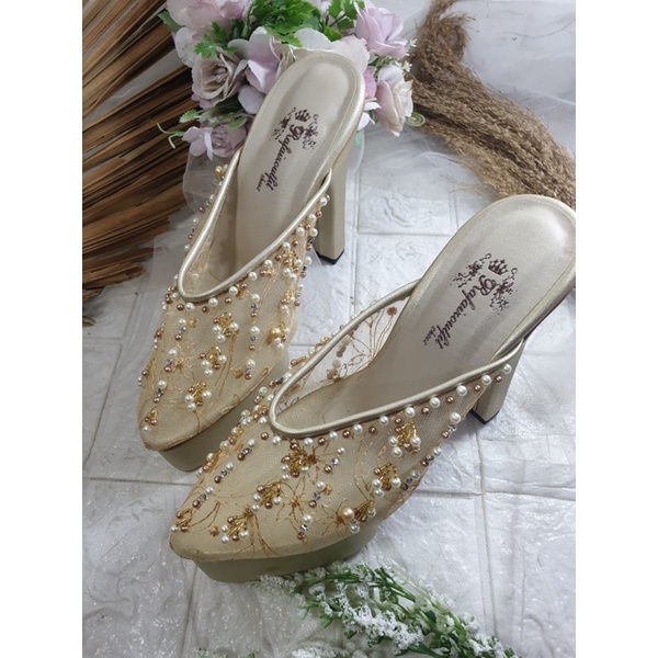 sepatu wedding Marrisa gold 12cm