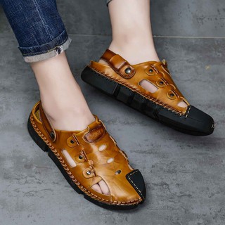  Sepatu  Sandal  Casual Pria  Bahan Kulit Asli Lembut Ukuran 