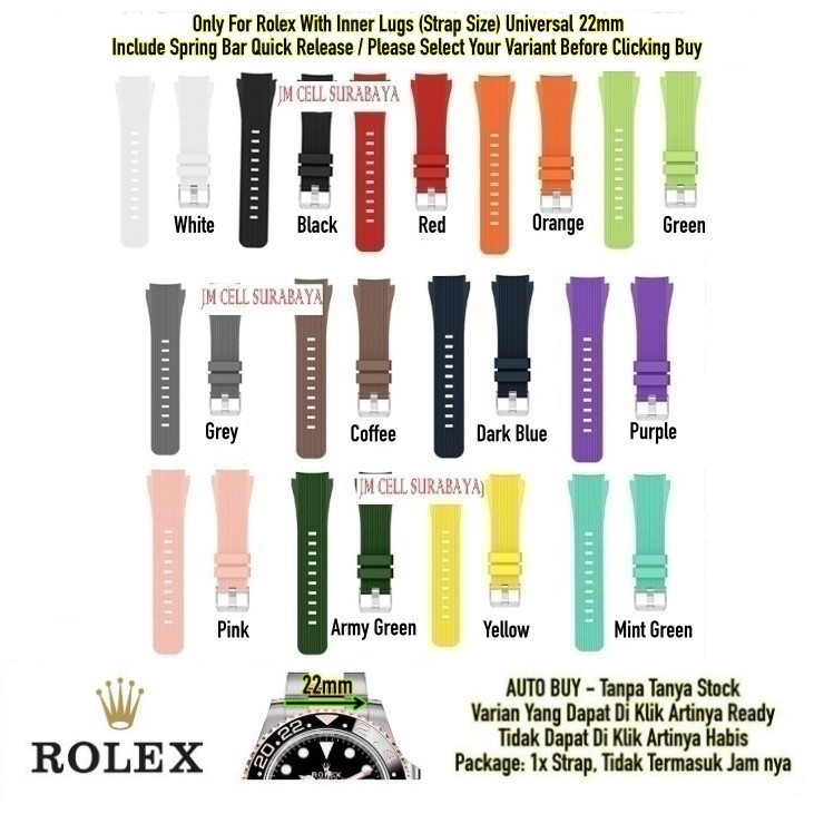 M46 Tali Jam 22mm Watch Strap Rolex - Vertical Rubber Garis Garis Lurus