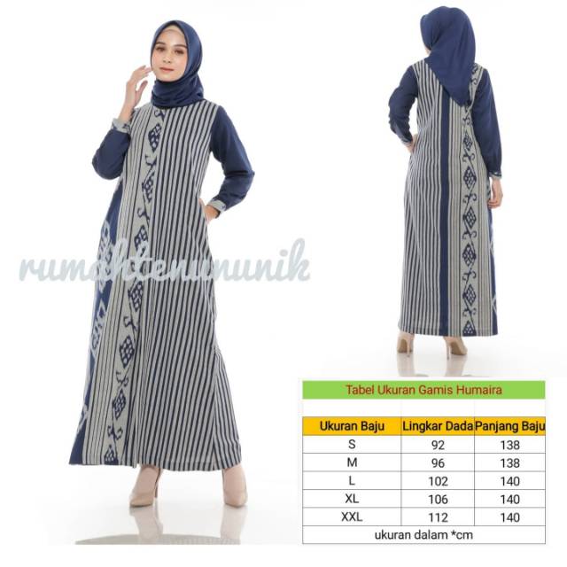 BAJU TENUN GAMIS HUMAIRA NAVY
