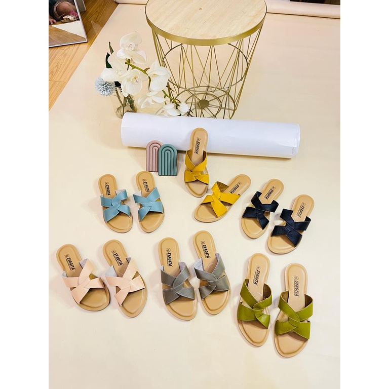 SANDAL KULIT WANITA MODEL BRESKA LAMA AQUILA - TOKO SYAGITA KULIT ASLI GARUT