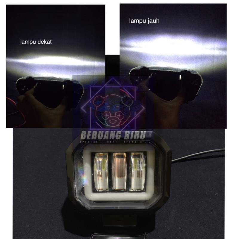 lampu LED daymaker mini 3 lensa bisa jauh dekat