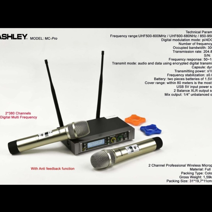 Mic Wireless Ashley MC Pro MCpro handhel microphone original