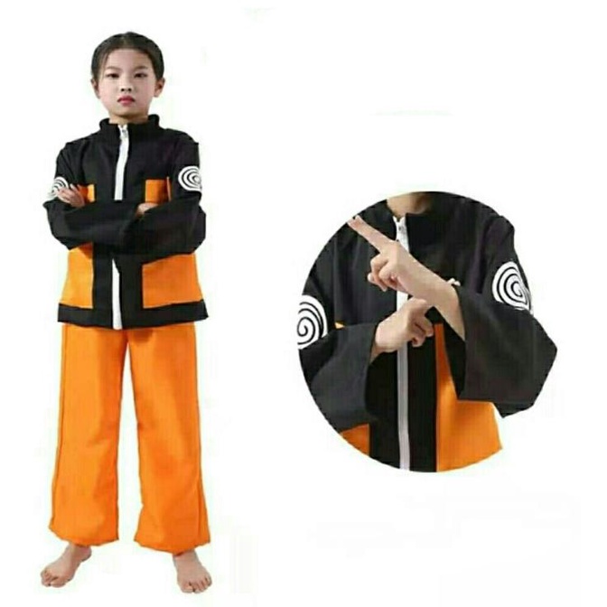 KOSTUM NARUTO Uzumaki Shippuden Ninja Hokage Baju Cosplay Anime Anak