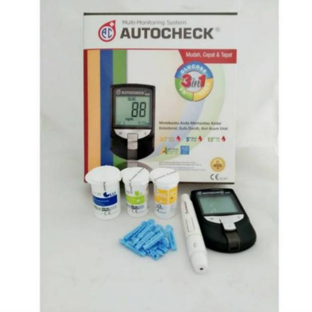 Autocheck GCU 3in1 alat test darah gula kolestrol asam urat | Shopee