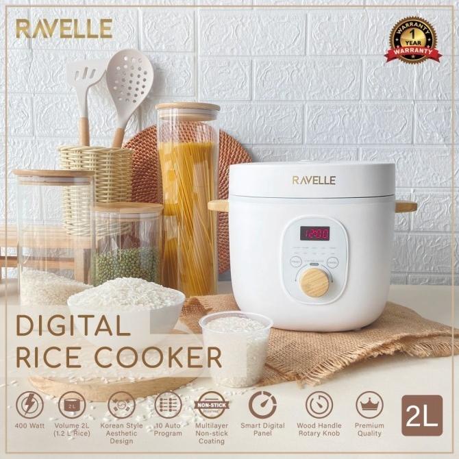 Ravelle Digital Rice Cooker 2 Liter - Rice Cooker Mini Penanak Nasi