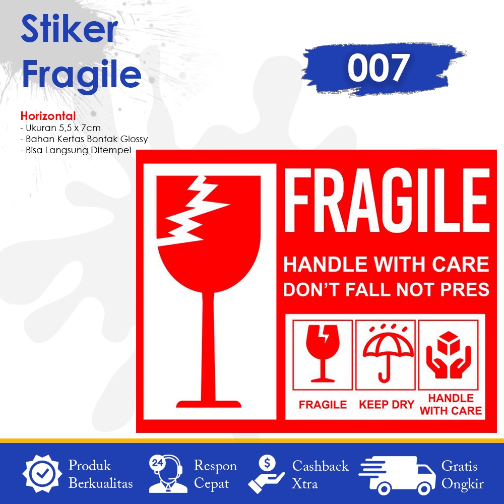 Stiker Fragile Stiker Pecah Belah Stiker Label Pengiriman Sticker Fragile Horizontal-7