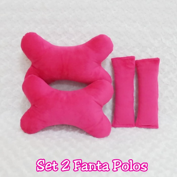 Set car bantal headrest sandaran kepala jok leher kursi mobil pink Fanta Polos 2 L