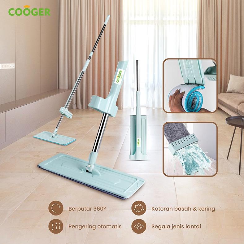 COOGER ULTRA MOP MICROFIBER STANDING MOP ALAT PEL LANTAI WARNA HIJAU DAPAT BERDIRI TEKNOLOGI MICROFI