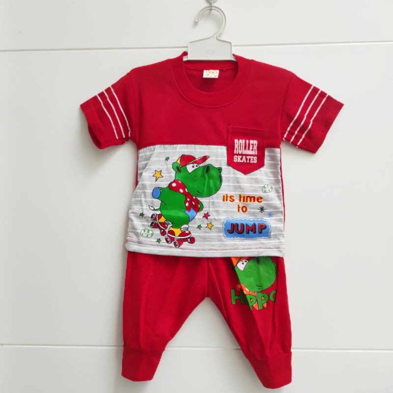 PP BOO joger Setelan baju pendek celana panjang kartun anak bayi