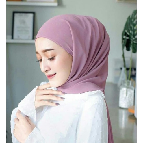 Jilbab Pasmina Inner 2 in 1 Ceruty Babydoll Polos 175 x 75 CM