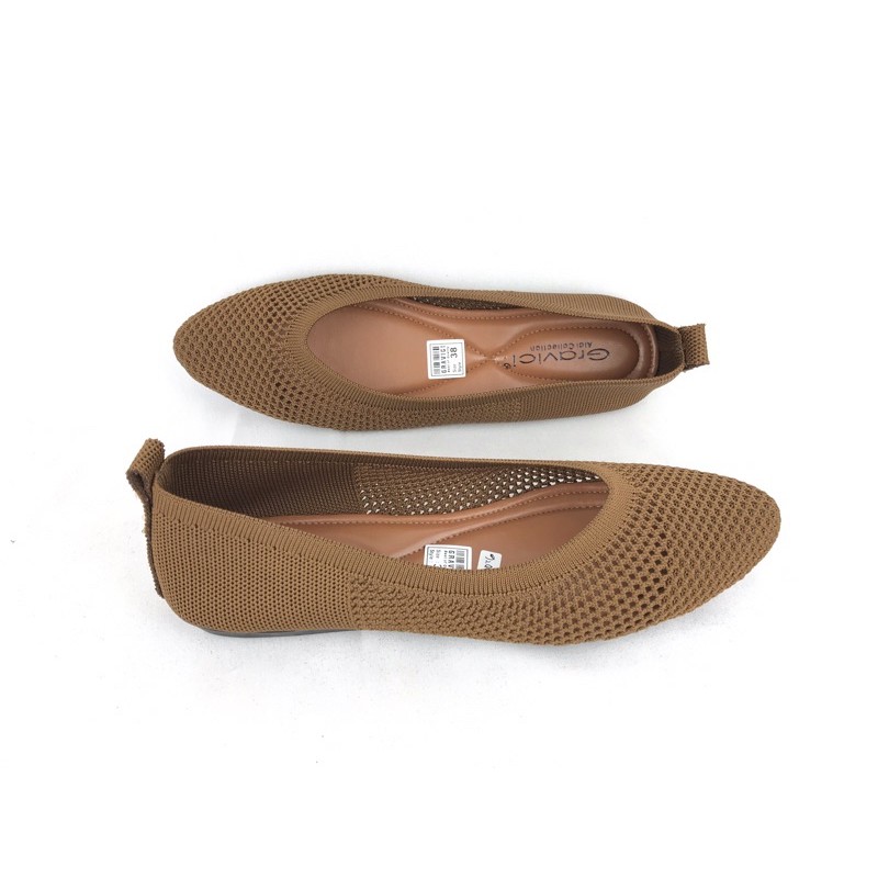 Sepatu Flat Wanita Slip On Bahan Rajut Import DO-16 GRAVICI