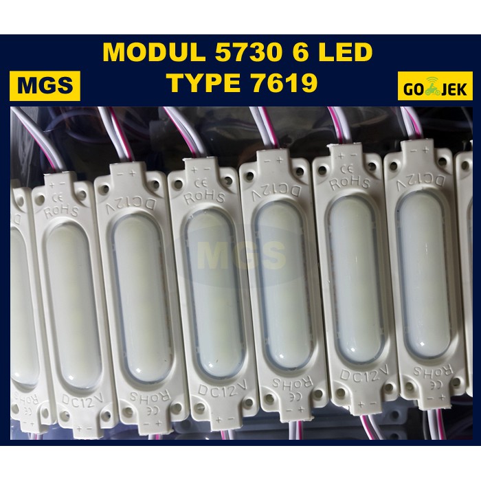 100PCS MODUL 5630 6 LED DOFF 7619 12V PUTIH