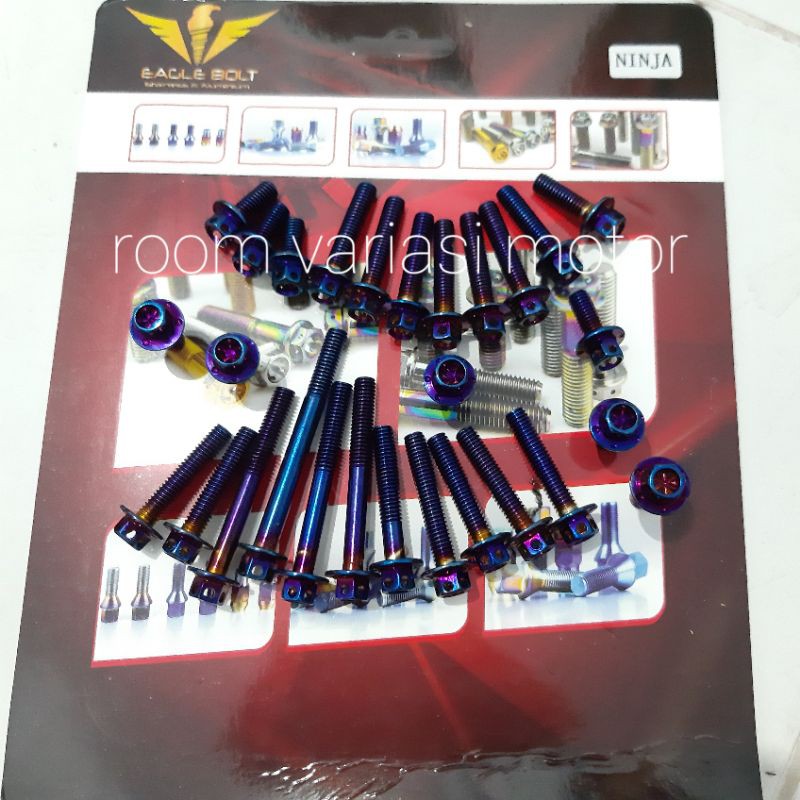 BAUT PROBOLT BLOK MESIN NINJA R NINJA RR NINJA 150 SET KIRI KANAN 28PCS