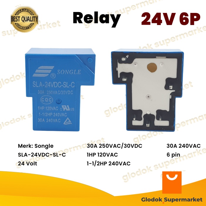 Relay Songle Kodok DC 24V 6 Pin SLA-24VDC-SL-C 24 Volt 6p Power Riley PCB