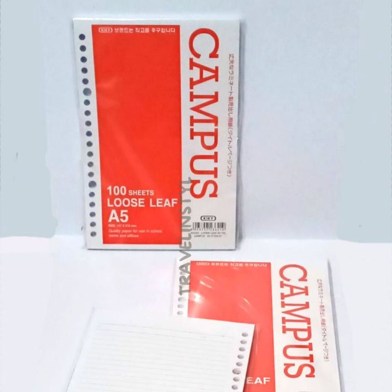 

Loose Leaf Bergaris A5 Kiky / Kertas Binder Bergaris A5 Kiky isi 100 Lembar