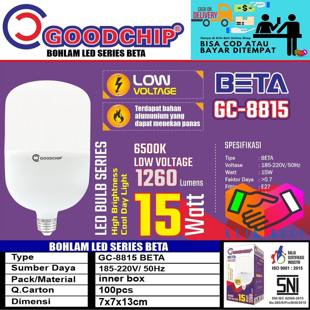 Bohlam LED Goodchip Series Beta Lampu Bulb Putih 5W / 10W / 15W / 20W / 30W