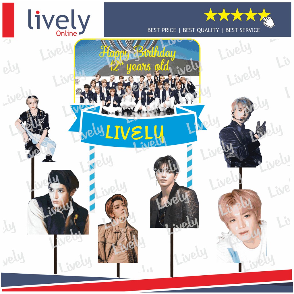 CUSTOM NAMA CAKE TOPPER KARAKTER NCT 02 HIASAN KUE HBD HAPPY BIRTHDAY