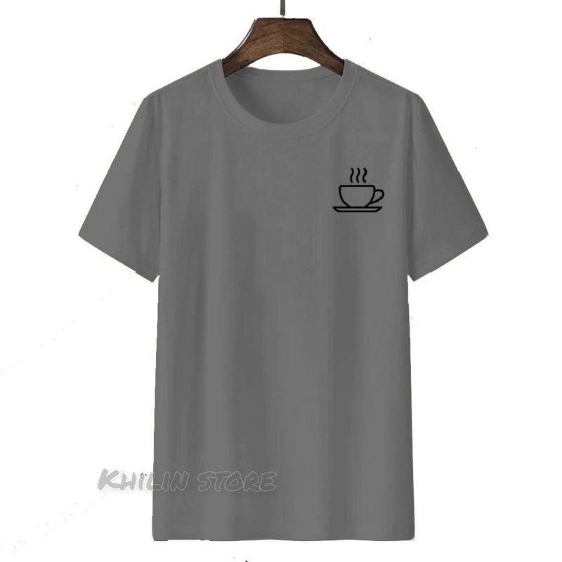 Kaos distro pria lengan pendek baju atasan pria Secangkir kopi Tshirt lelaki Cod