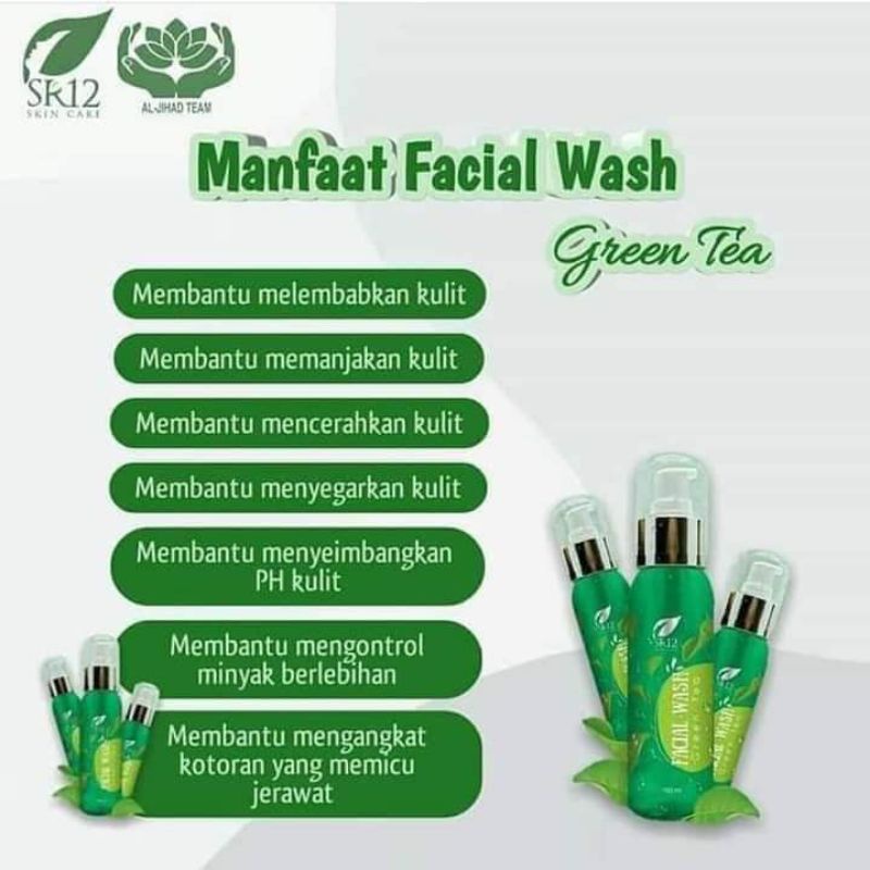 FACIAL WASH GREEN TEA SR12 / SABUN WAJAH GREEN TEA SR12 BPOM / MENCERAHKAN WAJAH / FACIAL WASH GREENTEA / SABUN SEMUA JENIS KULIT