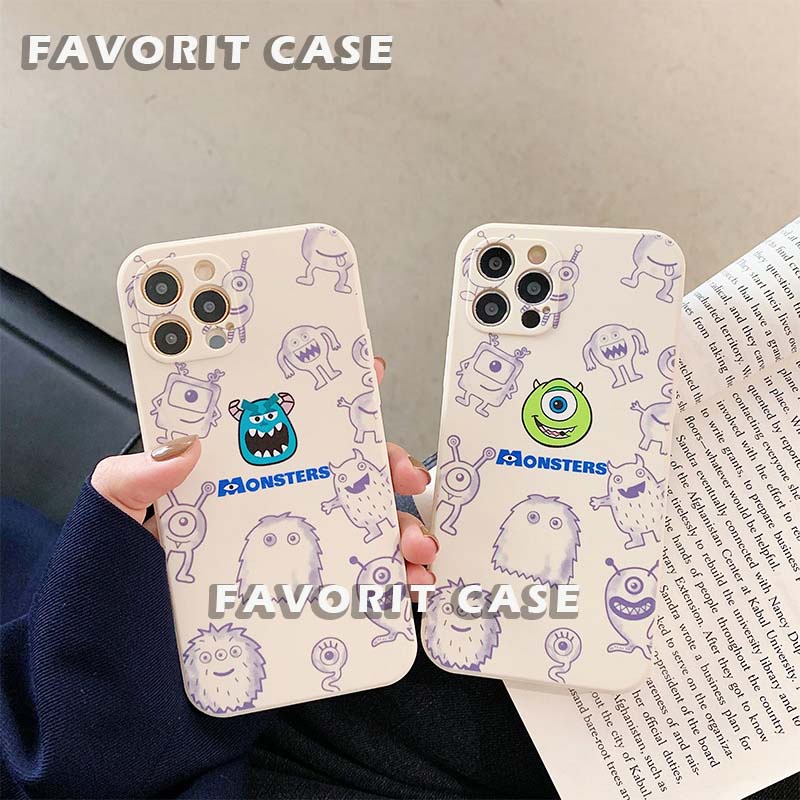 Square Edge Samsung S10 S20 S21 S22 S23 FE PLUS ULTRA Note 10 20 Pro Ultra Motif Monster Kartun Lucu Silikon Casing Soft Case