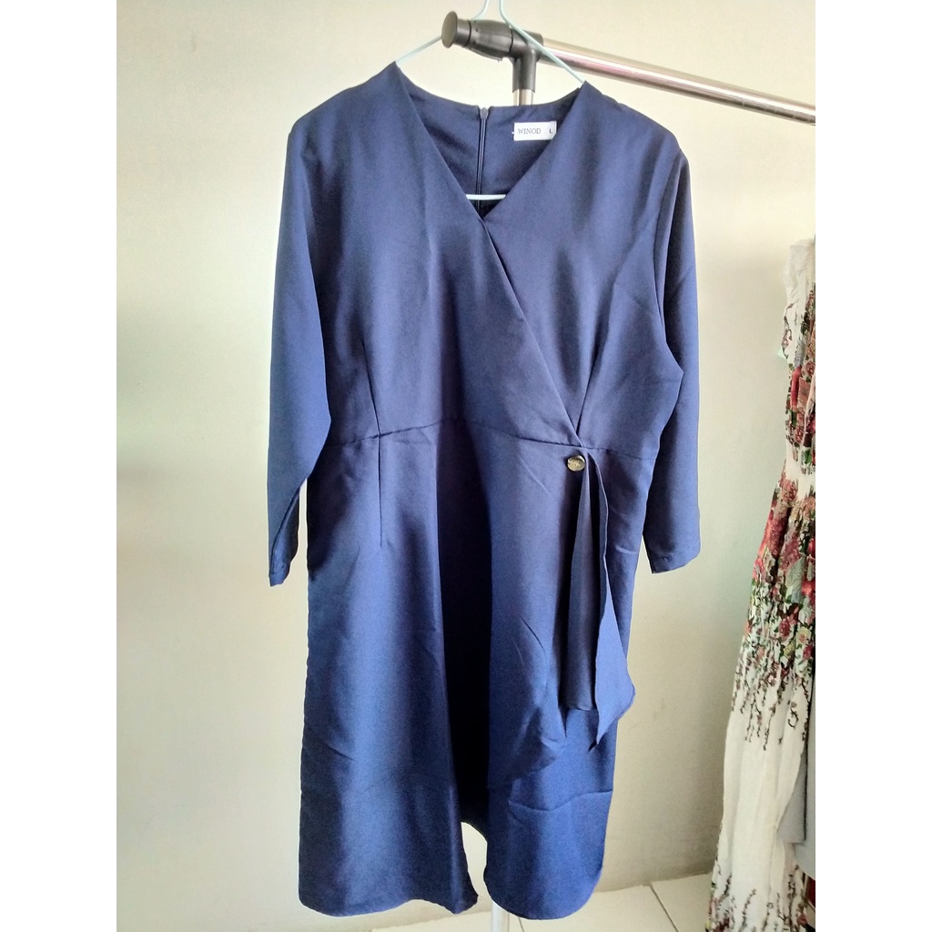 Dress Winod Original gaun pesta prewedding preloved - Blue