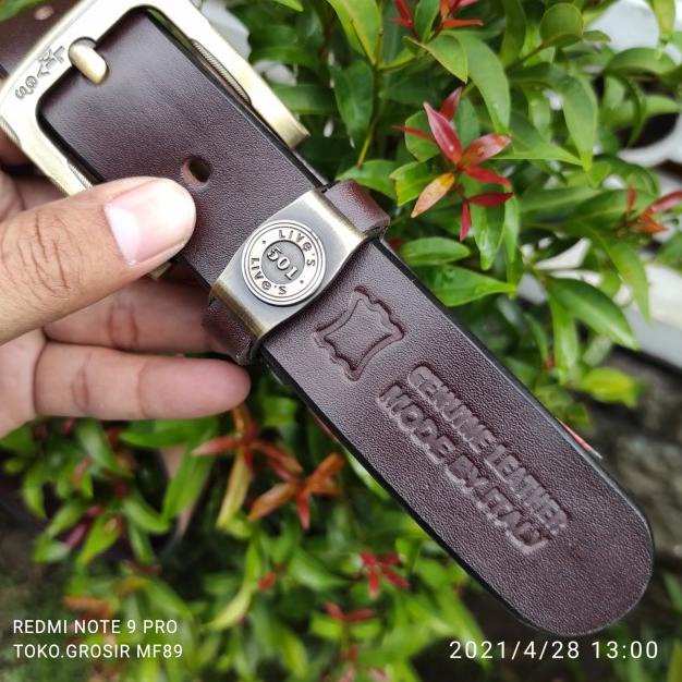 ♧ sabuk kulit asli pria 3 cm // sabuk kulit sapi 1 lapis - Hitam ➢