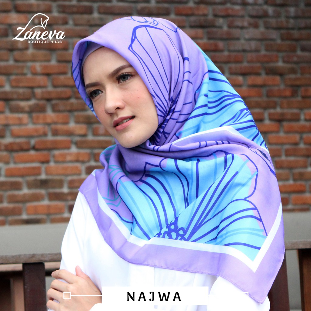 Hijab Voal Printing / Hijab Segiempat Murah / Hijab Motif Najwa By Zaneva