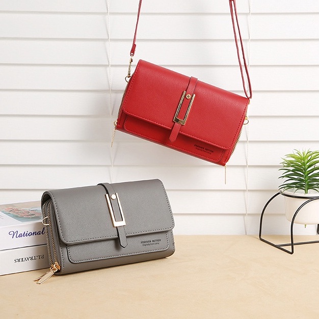 Tas Wanita Selempang Wanita Sling Bag Tas Korean Import Wanita Termurah Tas Bahu Tas Messenger Tas Tali Kulit Tas Kasual Cewek bahan PU Leather Premium 91.ID