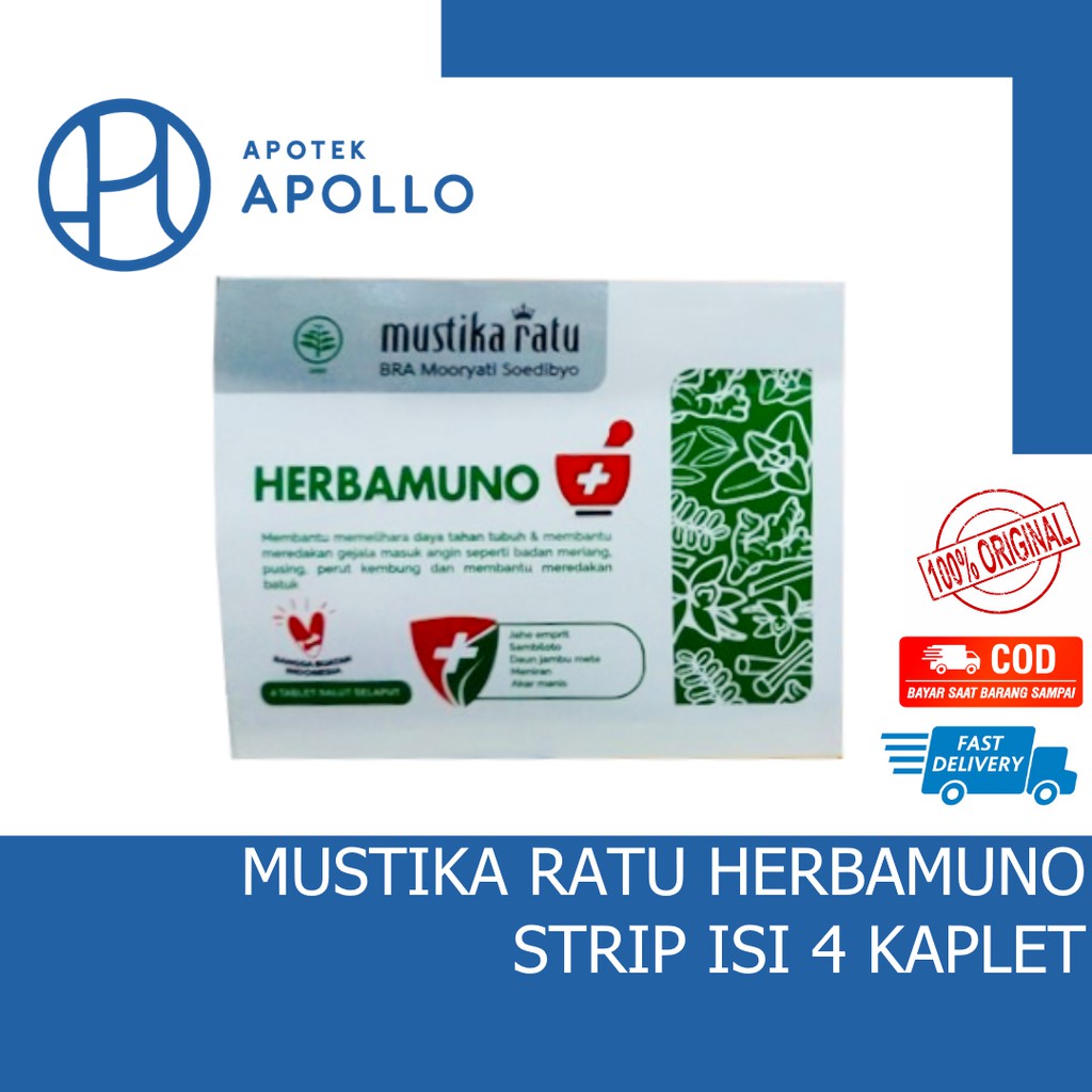 HERBAMUNO MUSTIKA RATU STRIP ISI 4 TABLET MULTIVITAMIN DAYA TAHAN TUBUH MUSTIKA RATU