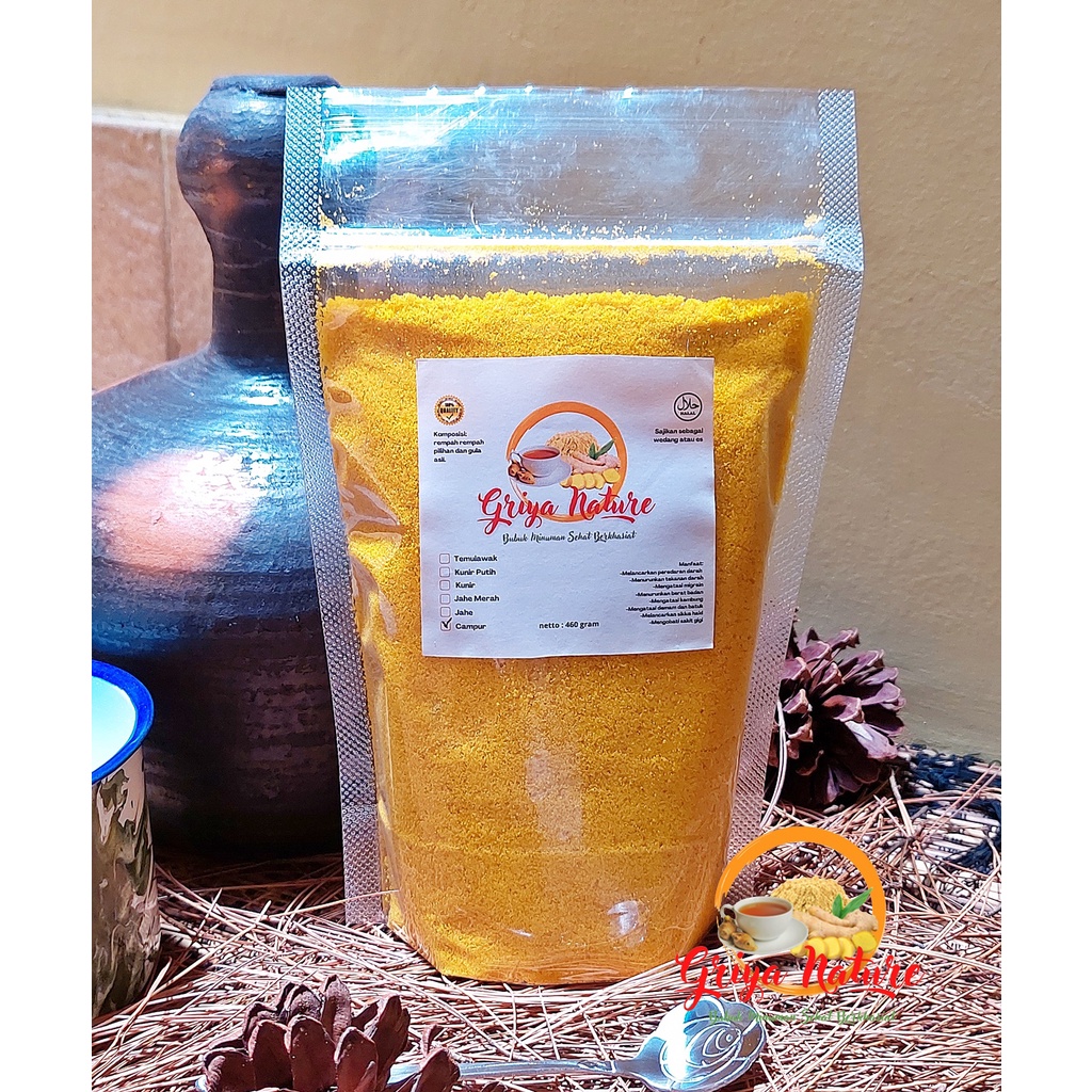 

[COD] GRIYA NATURE | CUSTOM Mix Jamu | Minuman Tradisional Mix 460 gr | 250 gr Campur | Jahe Merah Temulawak Kunir Asem Kunyit Putih Beras Kencur Wedang Instan Sehat Ginger Curcuma Sinom | Jamu Herbal dengan Gula Asli Madu | Telang Bubuk