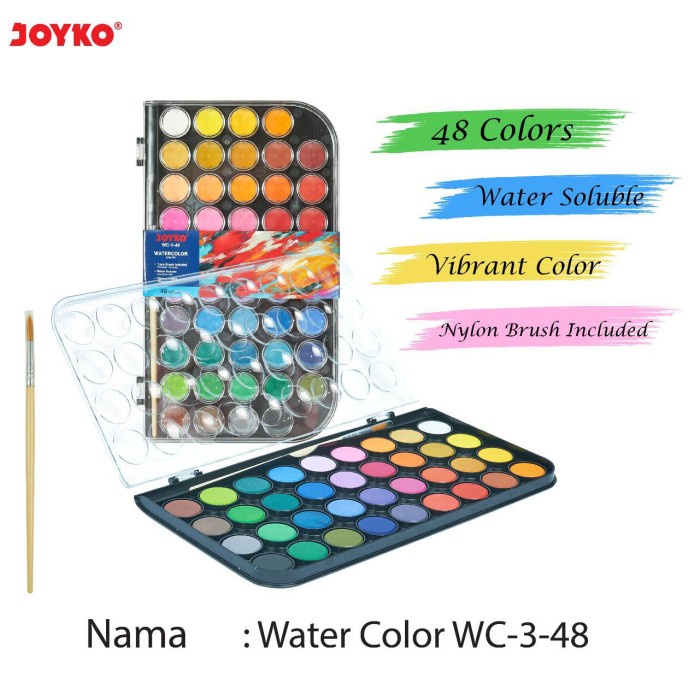 

Joyko Water Color WC-3-48 Warna Cake Watercolour Cat Air Pocket Colors
