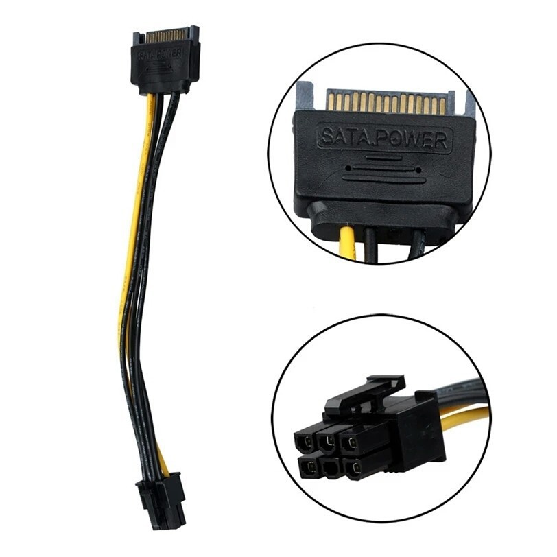 Kabel Power Sata Cable Sata 15 Pin To 6 Pin VGA