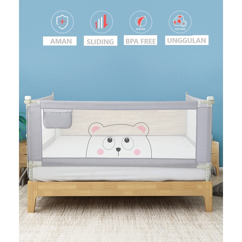 Pagar Bayi Anak Pengaman Pembatas Kasur Tempat Tidur Ranjang Bayi Safety Fence Baby Bed Guard Rail