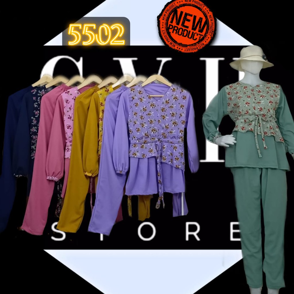 SETELAN CELANA BUSUI BAHAN VOXY BUNGA [5502][COD][BUSANA MUSLIM]