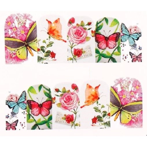 3D Watermark Nail Art Stickers - Flower Butterfly Series (12pcs)