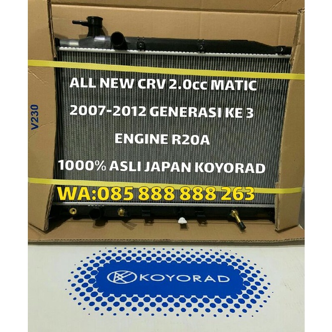Radiator 2play 2ply Honda CRV RE1 R20A MATIC 2000cc 2007 2008 2009 2010 2011 2012 ASLI JAPAN KOYORAD