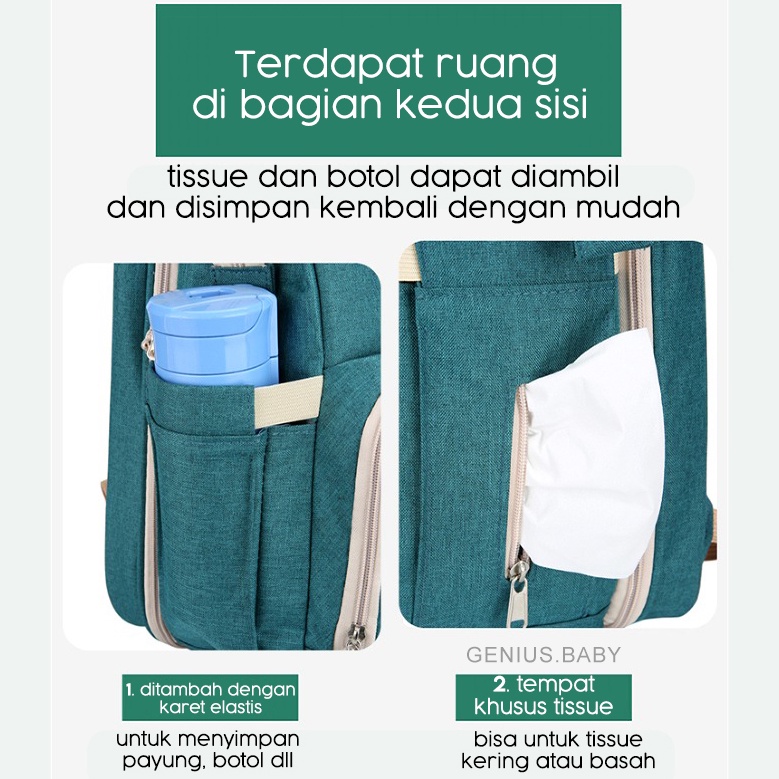 Tas Bayi Multifungsi Tempat tidur lipat Baby diapers bag Perawatan tas Perlengkapan Ransel Backpack Tas Ibu ukuran Besar Tas Bayi Pola Tahan Air Tas Popok Bayi Ransel