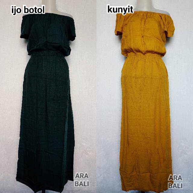 DRESS SABRINA ROK PANJANG POLOS BALI