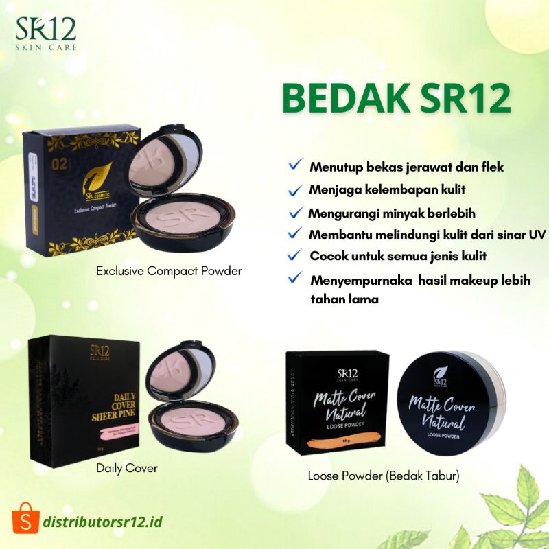 Bedak SR12 Compact Powder Tidak Mudah Luntur Whitening dan Glowing