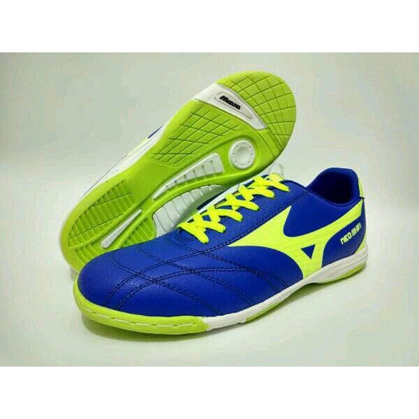 PROMO sepatu futsal mizuno biru list hijau stabilo TERLARIS