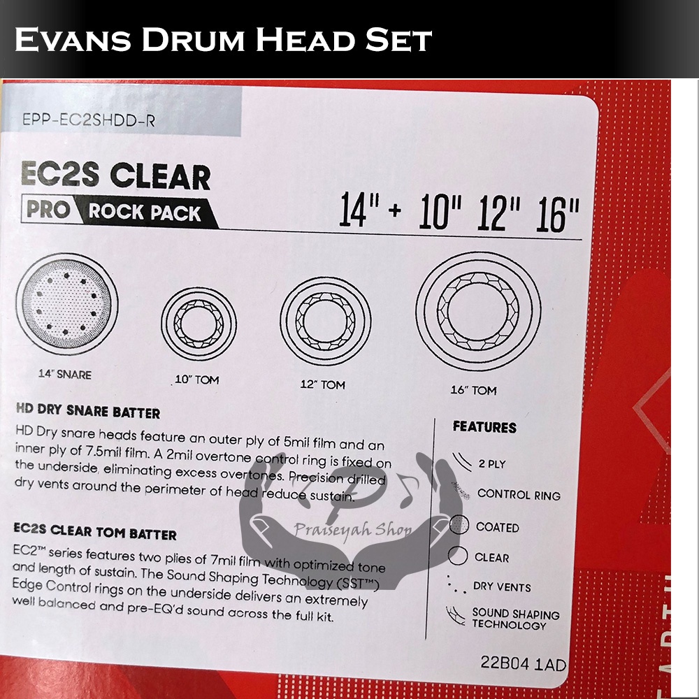 Evans Head Drum Set Tom Snare 10 12 16 HD Dry 14 Original USA